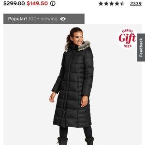 Eddie Bauer Womens Down Coat Faux Fur Hood